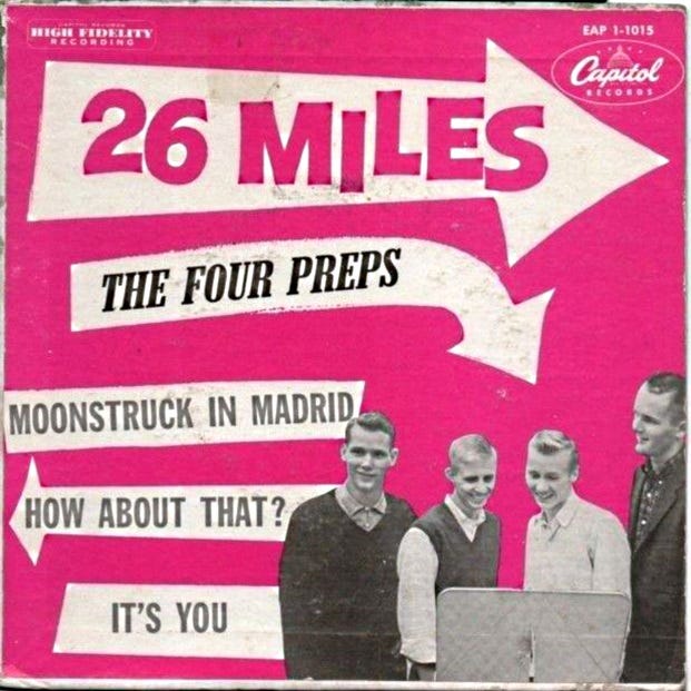 Cover of a 1958 EP featuring the band's biggest hit song.