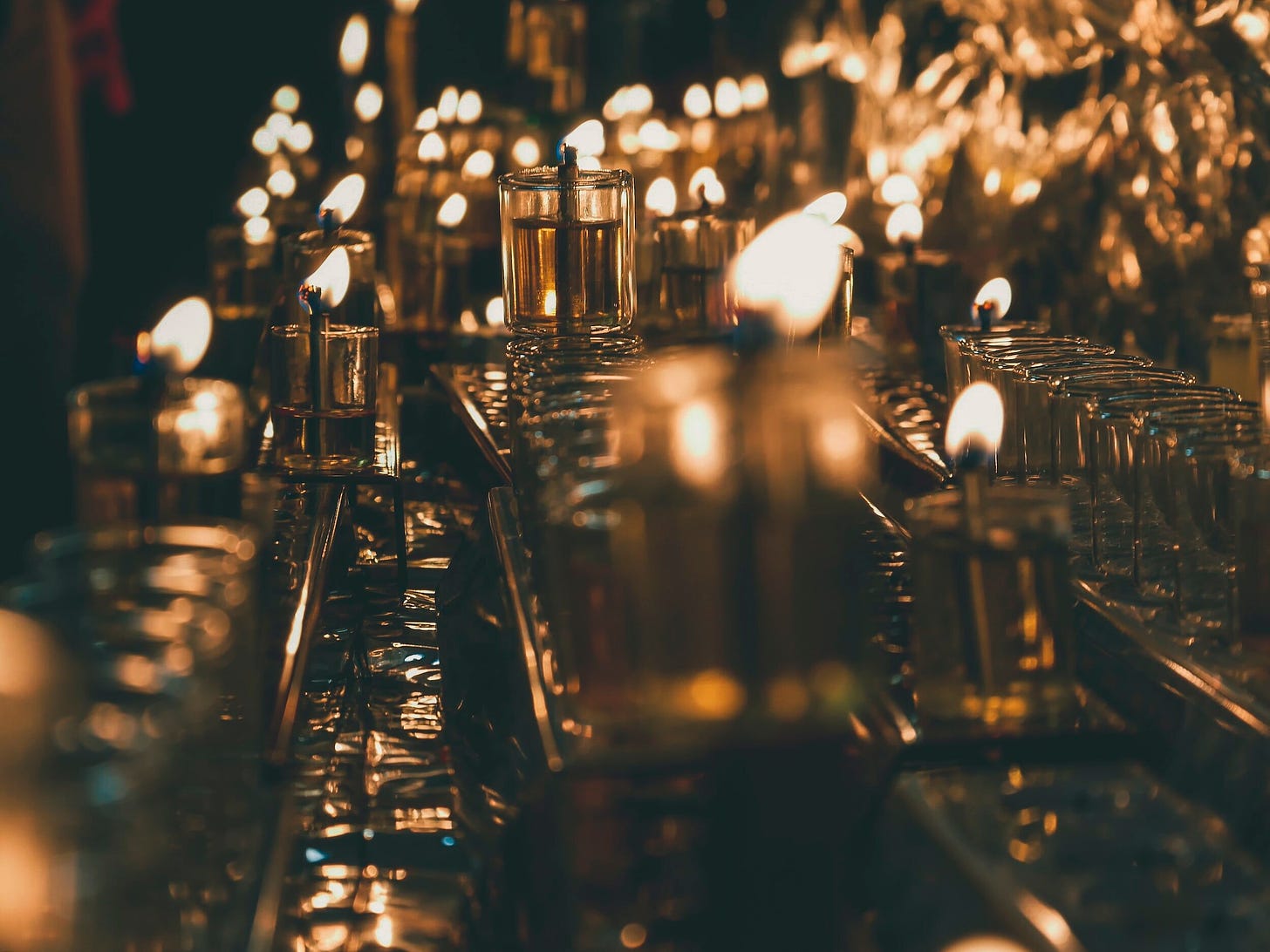 hanukkah candles in a menorah