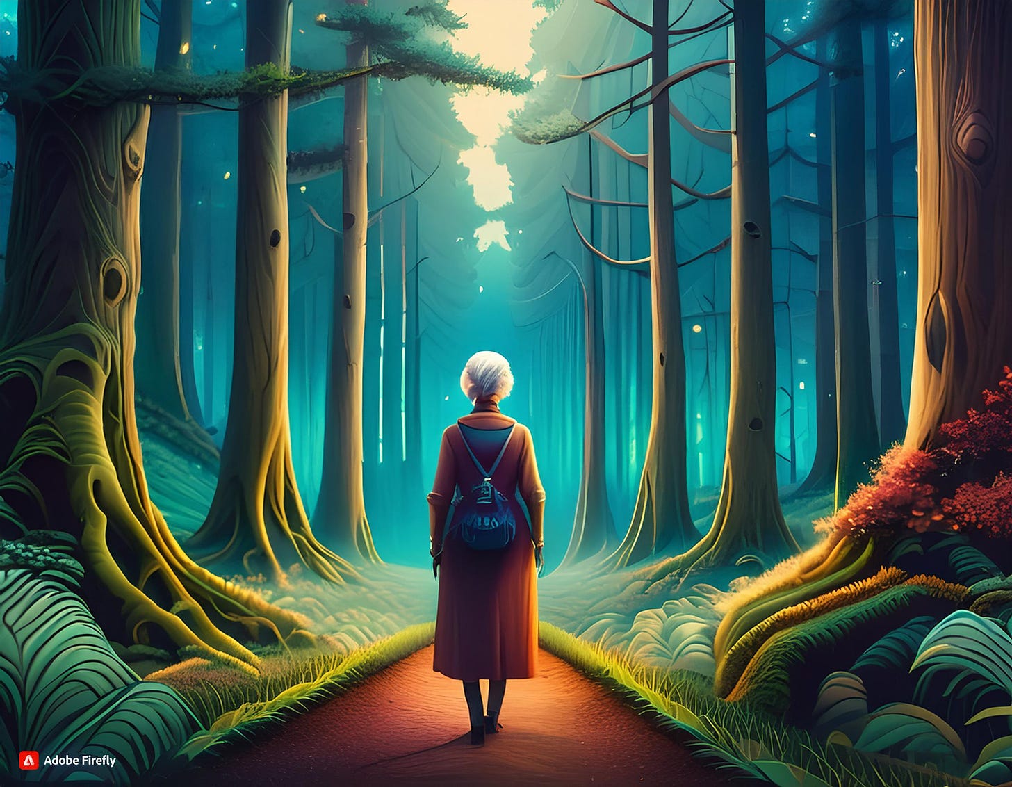 A woman entering a dense forest as a metaphor for developing an event strategy