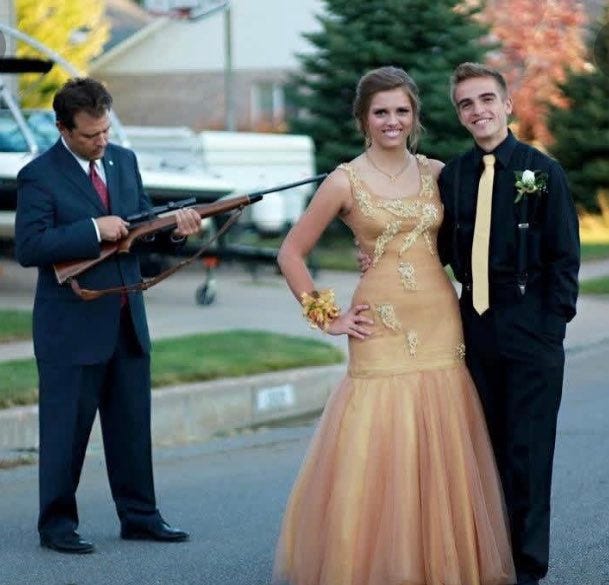 Sarah York on Twitter: "It's almost prom season which means another round  of posts by thoroughly unhinged men holding a gun next to their teen  daughter and her date https://t.co/tx8BSQteDr" / Twitter