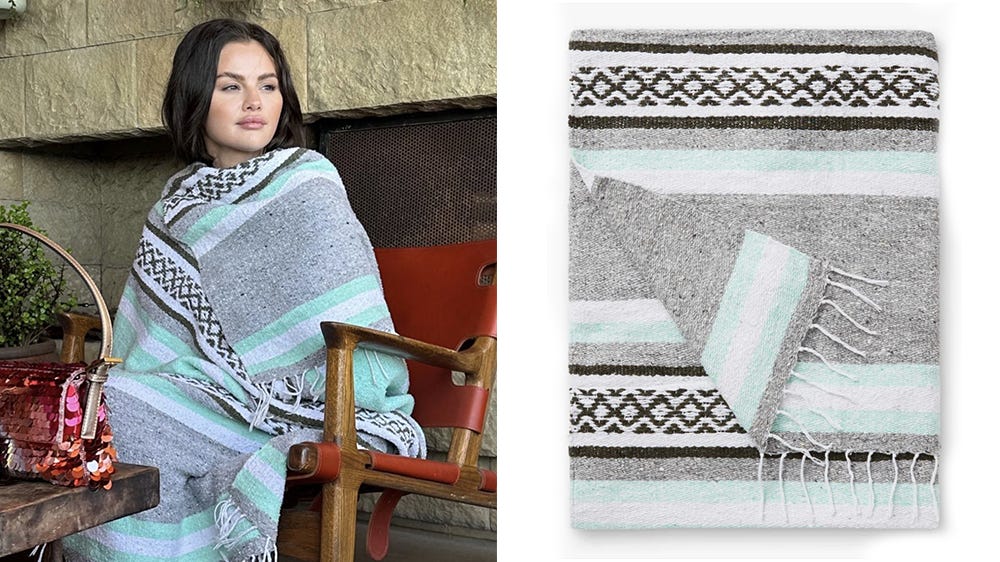Selena Gomez's Viral Knit Blanket Is Available to Purchase for $37 – WWD