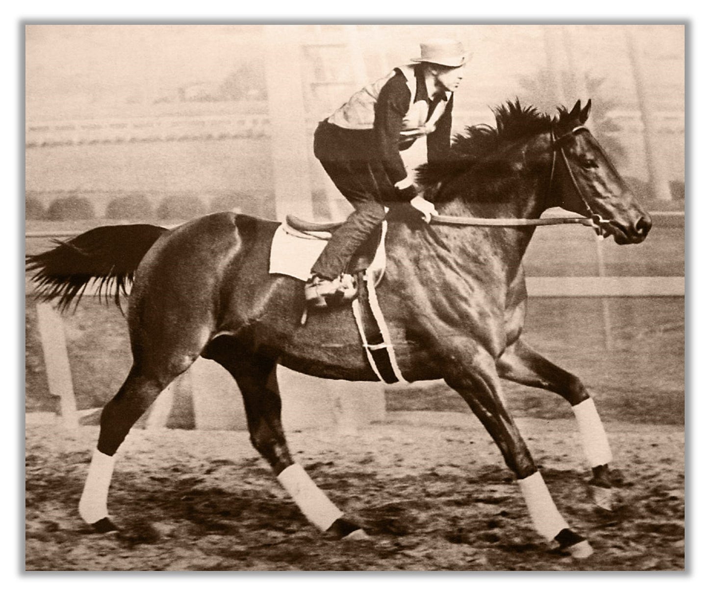 Seabiscuit working out with George Woolf.