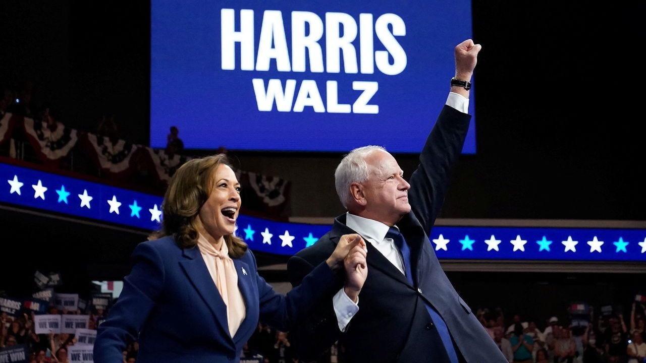 Kamala Harris introduces “Coach” Tim Walz, her trusty running-mate