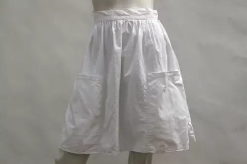 Vintage 80s White Full Cotton Eyelet Skirt With Patch Pockets Cottagecore Retro - Picture 2 of 6