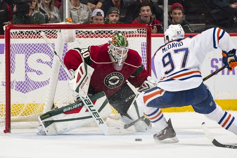 minnesota wild devan dubnyk vs connor mcdavid nhl