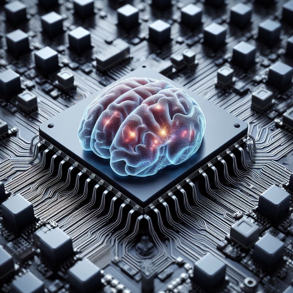 brain neurons on a semiconductor chip powering a computer