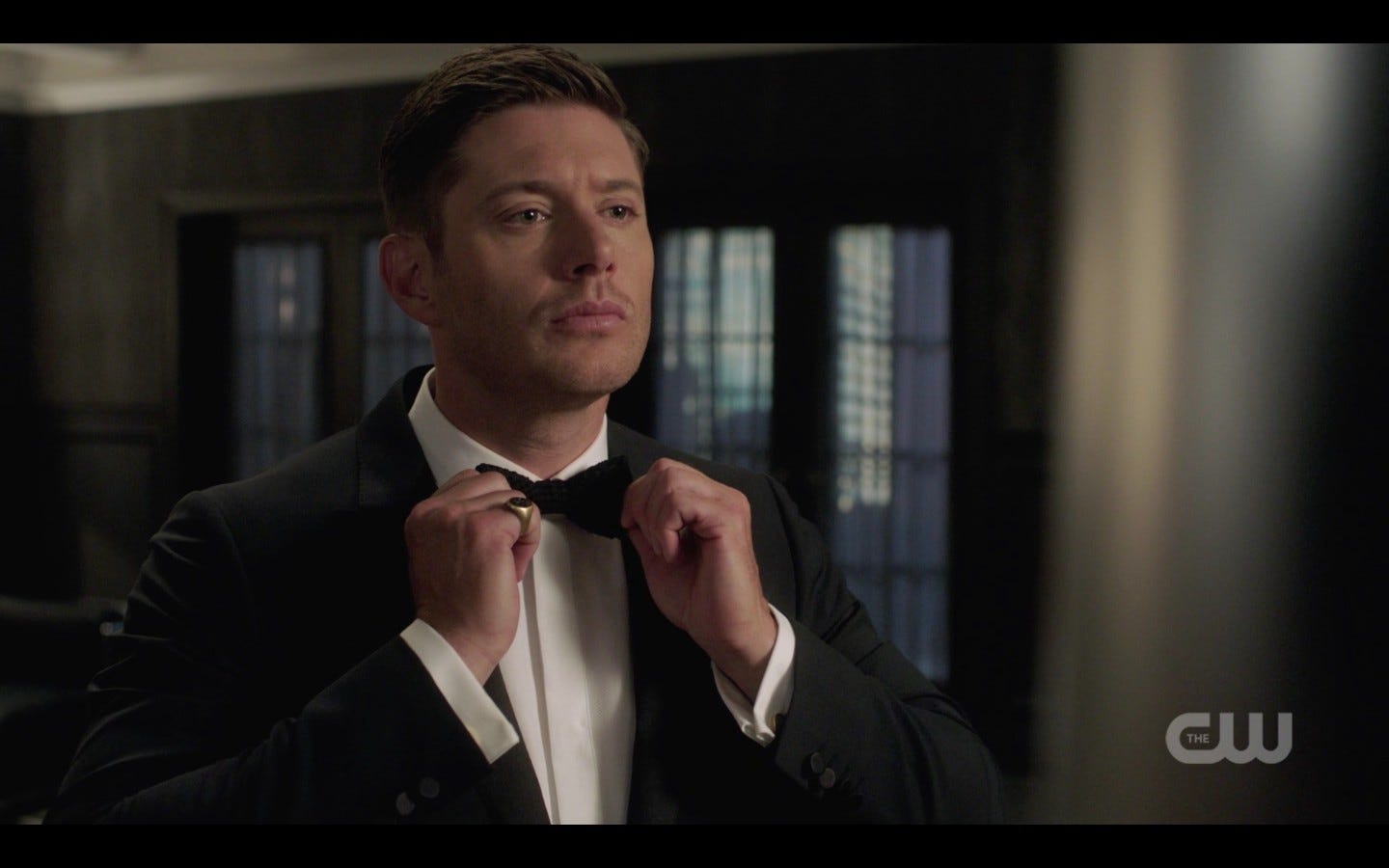 dean winchester suiting up in tux michael gods monsters