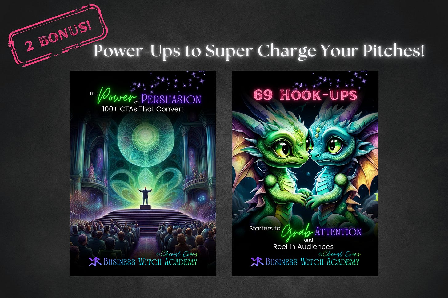 ad for bonus 2 books that come with the Quick Sell Master Course from the Business Witch Academy.