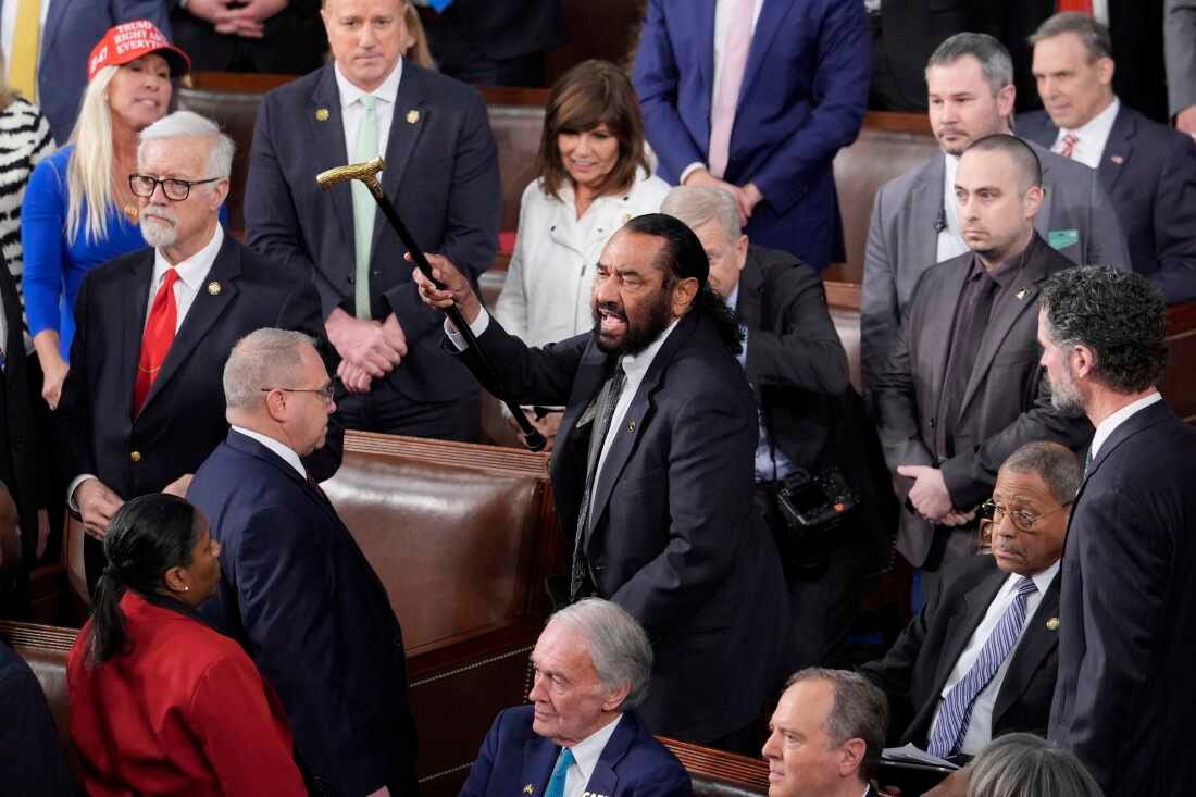 TX Rep. Al Green walks out during Trump’s joint address to Congress.
