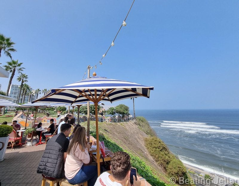 A café along the Malecon in Lima, Peru