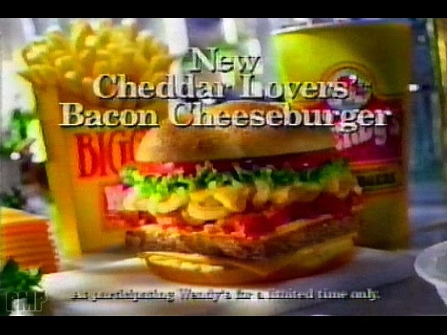 Wendys nye "Cheddar Lovers 'Bacon Cheeseburger" (1999)