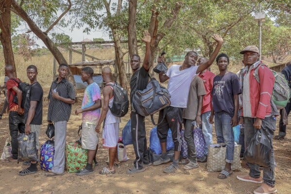 Drugs users arrive at the Peace Mission Training rehab center in Hastings, Sierra Leone, Tuesday, March 4, 2025. (AP Photo/Caitlin Kelly) Drugs users arrive at the Peace Mission Training rehab center in Hastings, Sierra Leone, Tuesday, March 4, 2025. (AP Photo/Caitlin Kelly)