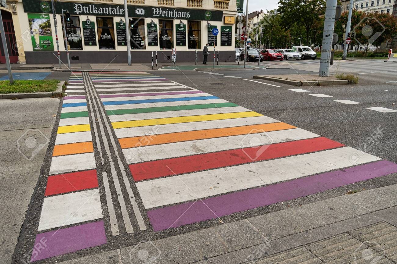 Vienna, Austria - August 29, 2020: Town Square Of GÃ¼rtel And Felberstrasse  With Crosswalks In Rainbow Colors To Symbol Lgbtqi Rights Stock Photo,  Picture and Royalty Free Image. Image 154303241.