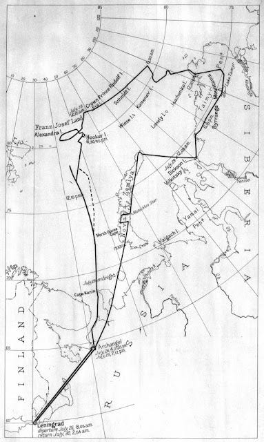 Map of Graf Zeppelin's polar route