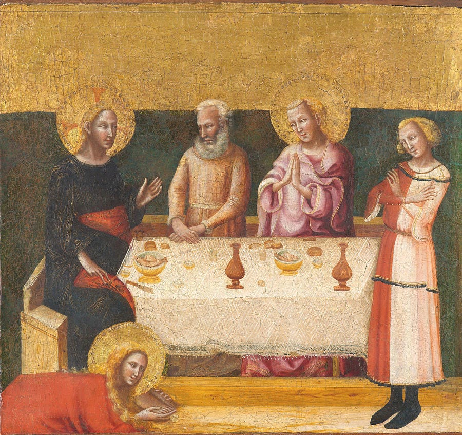 Di Painting - Mary Magdalene Washing Christ s Feet  by Pseudo Jacopino di Francesco