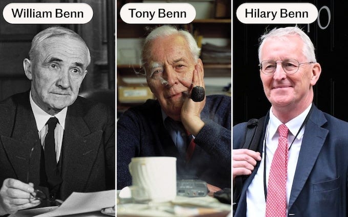 Hilary Benn keeps up family tradition of involvement in every Labour  government