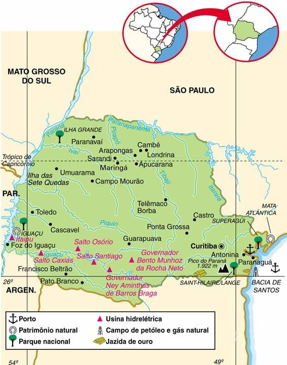 Mapa do Estado do Paraná | Mapa, Parana, Geografia do brasil