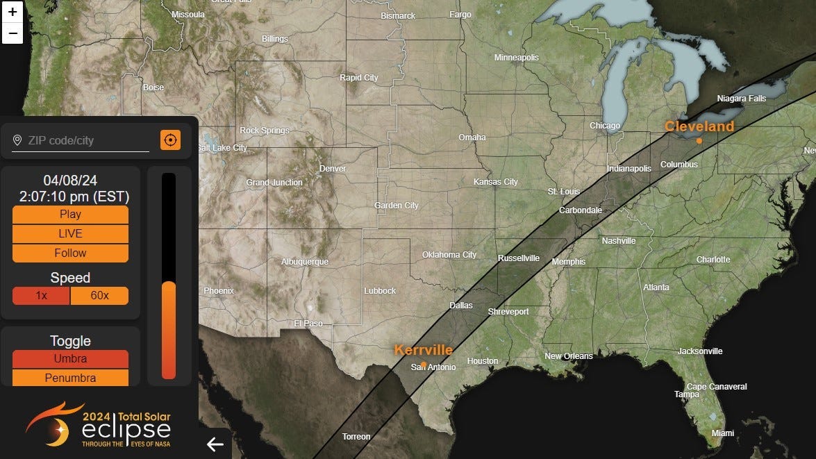 Map of eclipse path in USA