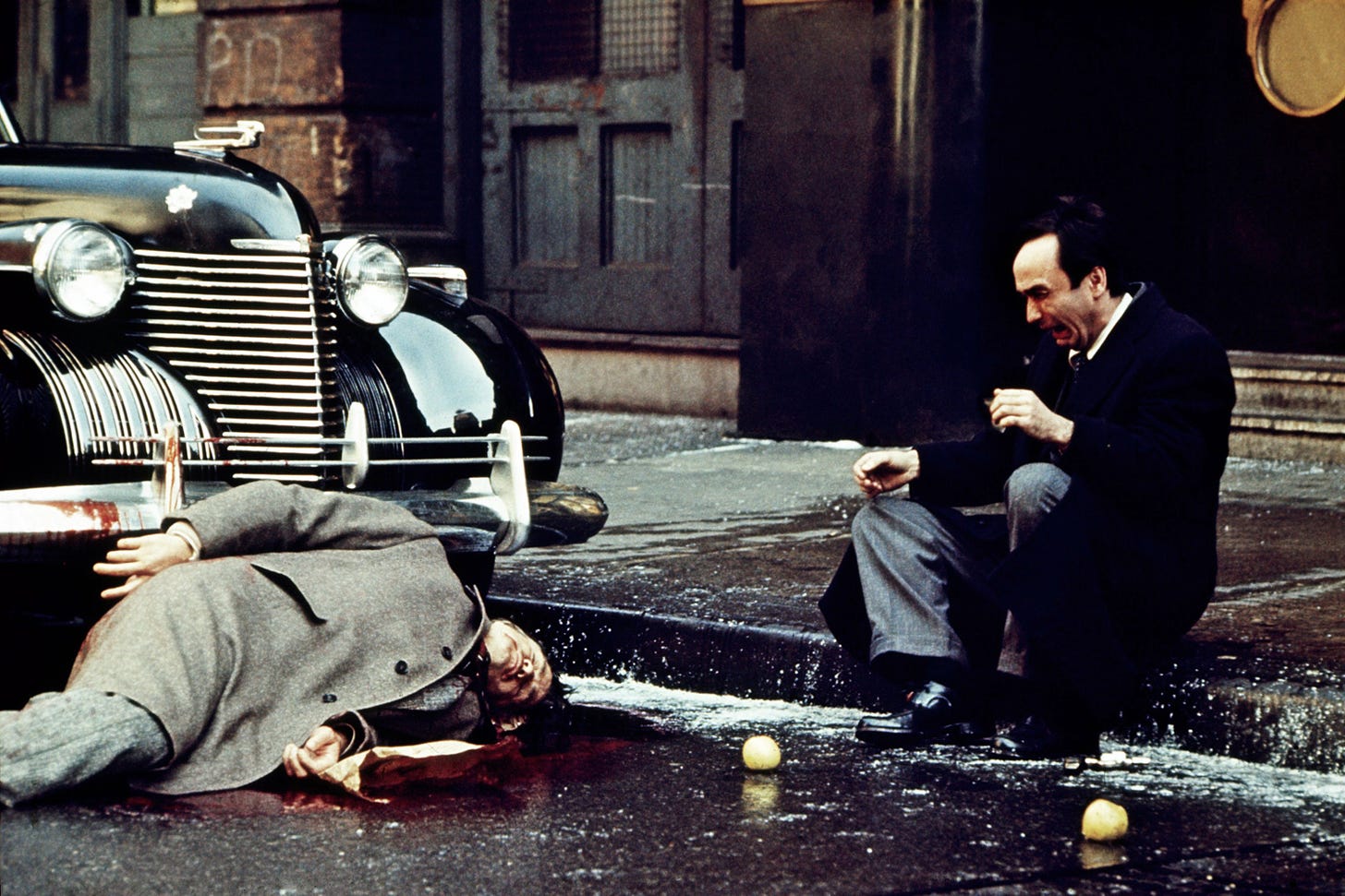 Oranges Roll By a Fallen Vito Corleone in The Godfather