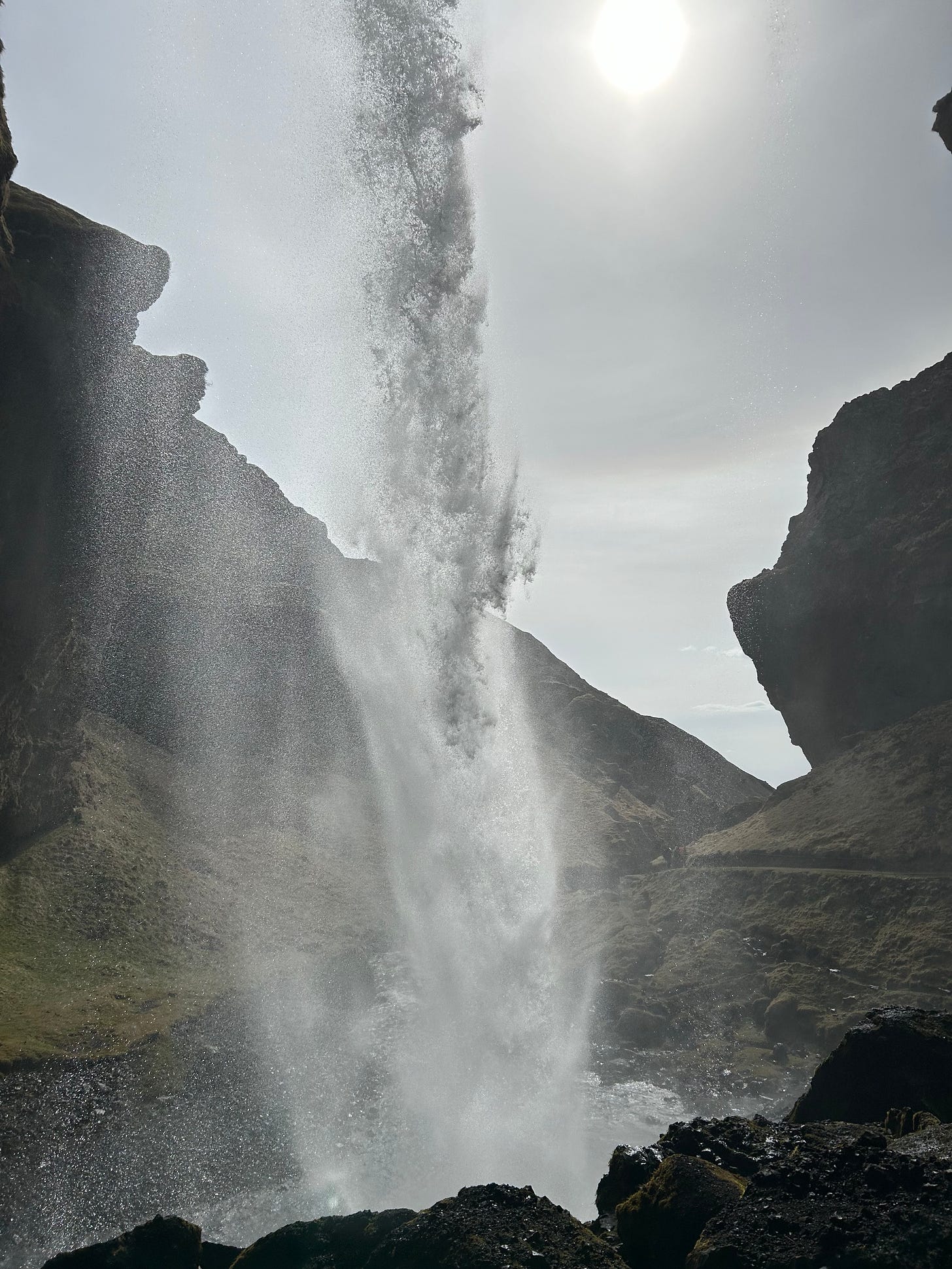 Secret waterfall in Iceland. 