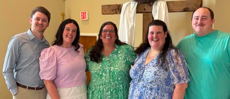 Photo of author's daughters and their partners