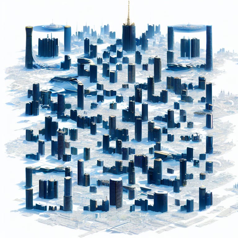 AI-generated QR Code of a futuristic city