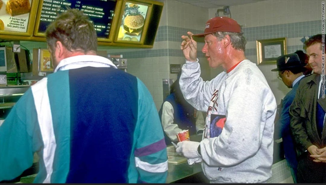 Bill Clinton in a McDonald's in the 90s after jogging : r/OldSchoolCool