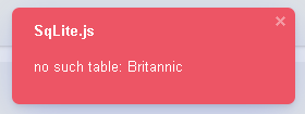 SQL Error: Britannic table not found.