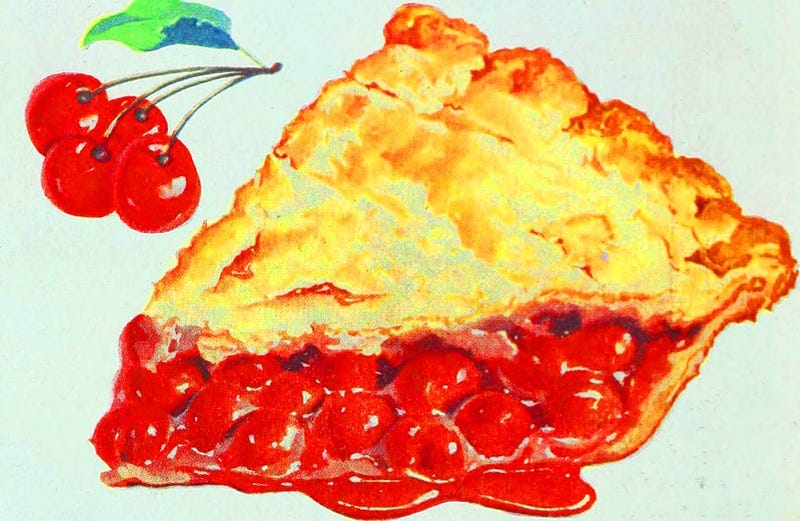 Drawing of a slice of cherry pie.