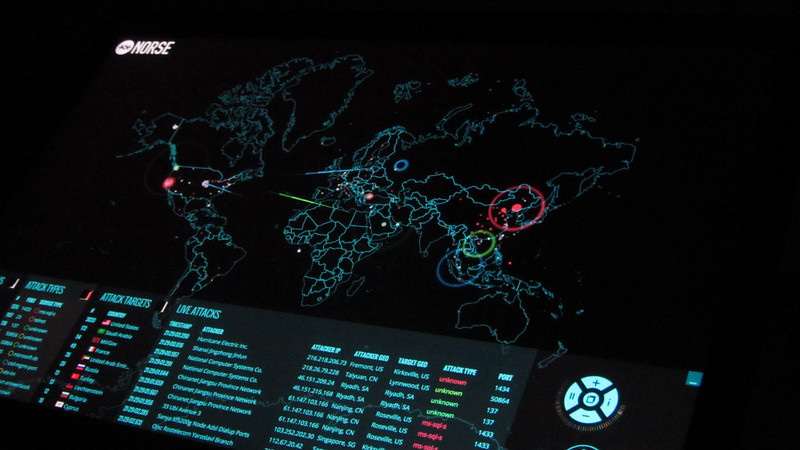 A command and control screen showing a cyberwar