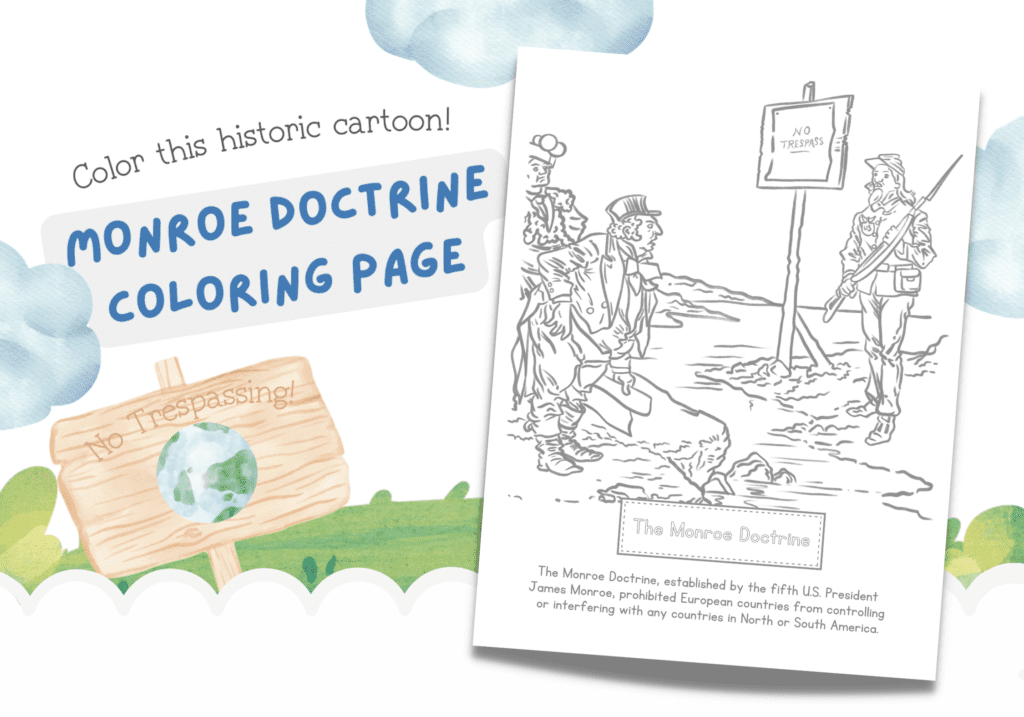 This featured image shows a picture of a Monroe Doctrine Coloring page