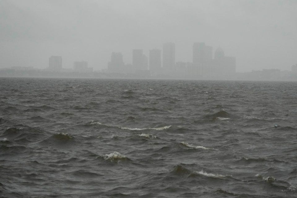 Rain begins to fall ahead of the arrival of Hurricane Milton in Tampa