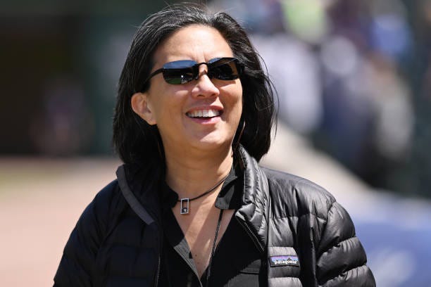 General manager Kimberly J. Ng of the Miami Marlins before the game against the Chicago Cubs at Wrigley Field on May 05, 2023 in Chicago, Illinois.