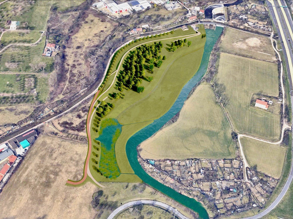 Immagine dall'altro che individua l'area di intervento sul fiume Lambro
