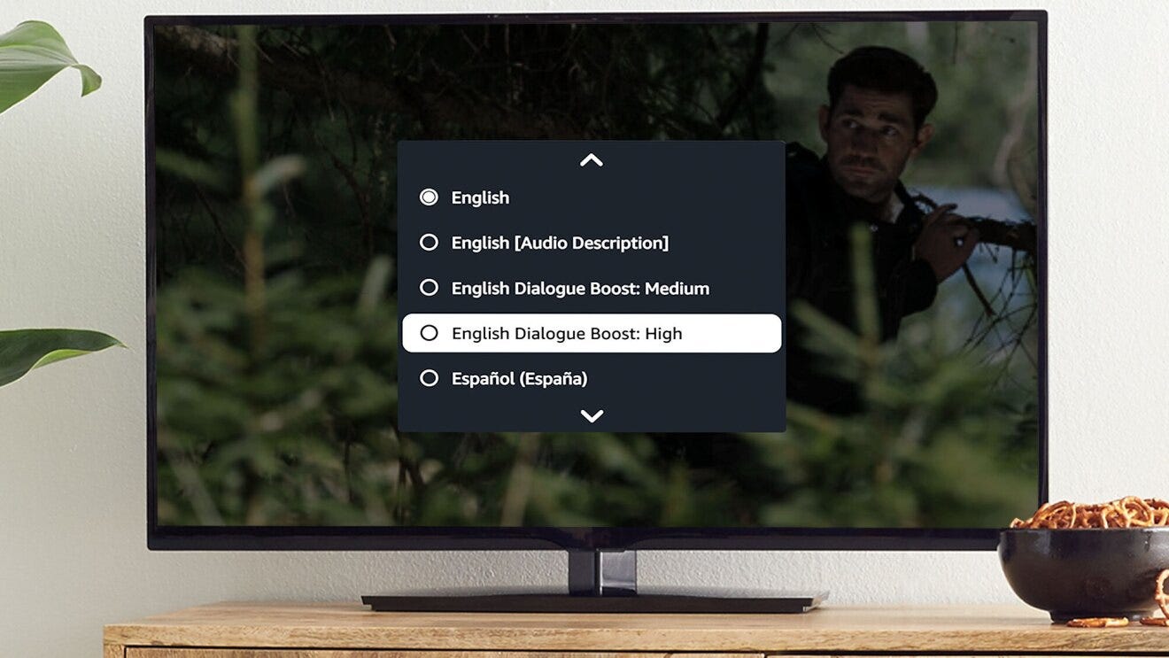 An image of a screen showing the Dialogue Boost accessibility feature. 