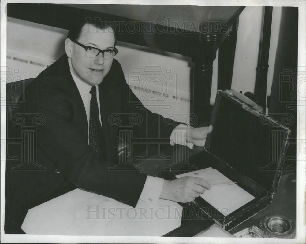 Chancellor of the Exchequer Reginald Maudling, Treasury Office 1964 Vintage  Press Photo Print - Historic Images