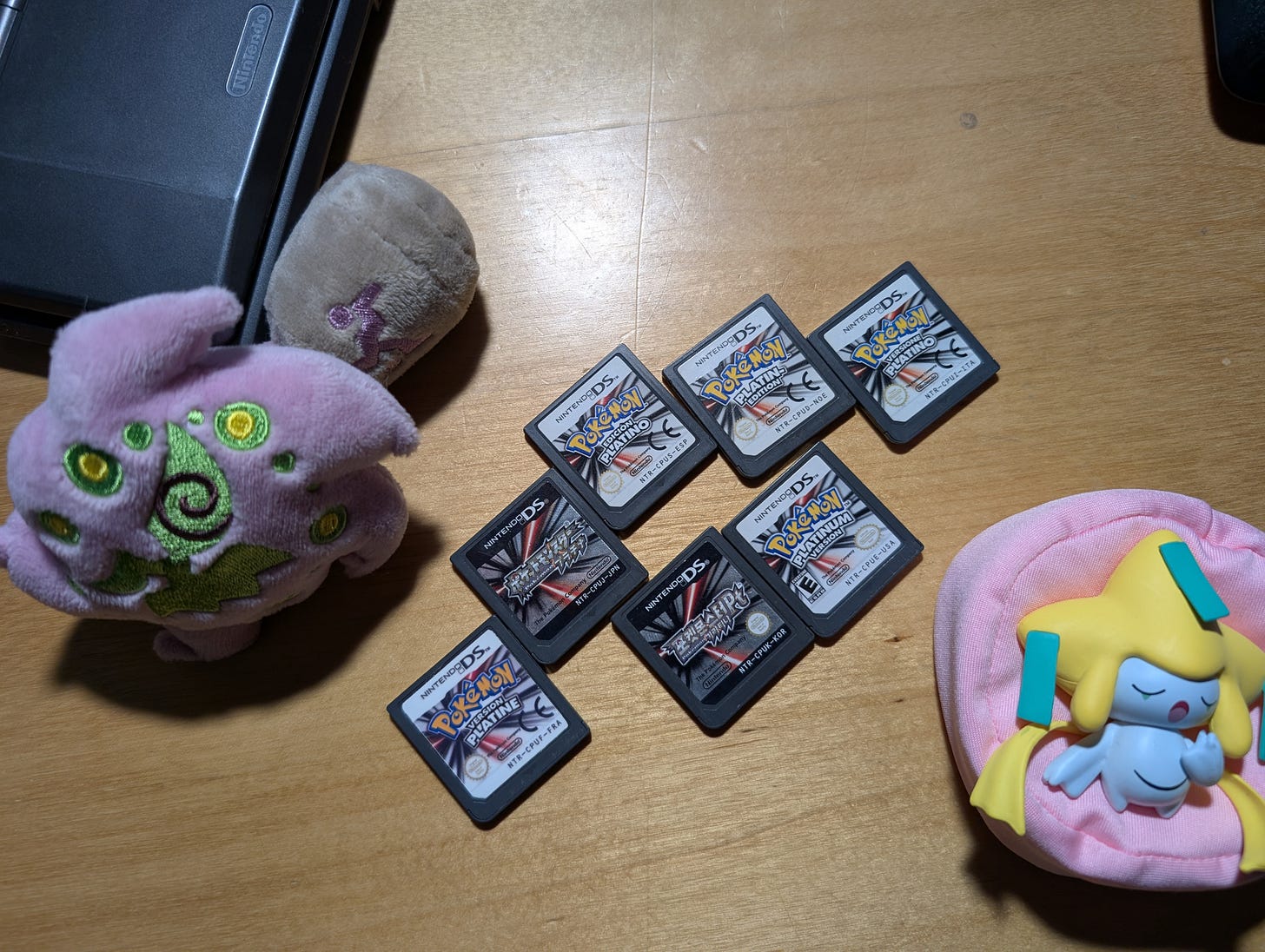 Reece has an impressive collection of Pokémon Platinum cartridges, featuring all seven languages the game was released in