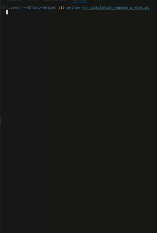 A gif of the Ludo Helper program running, showing matrices with numbers in them as well as the 'player' who won. A gif of the Ludo Helper program running, showing matrices with numbers in them as well as the 'player' who won.