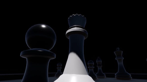 Still from “RPG Chess” trailer where pawn faces queen.