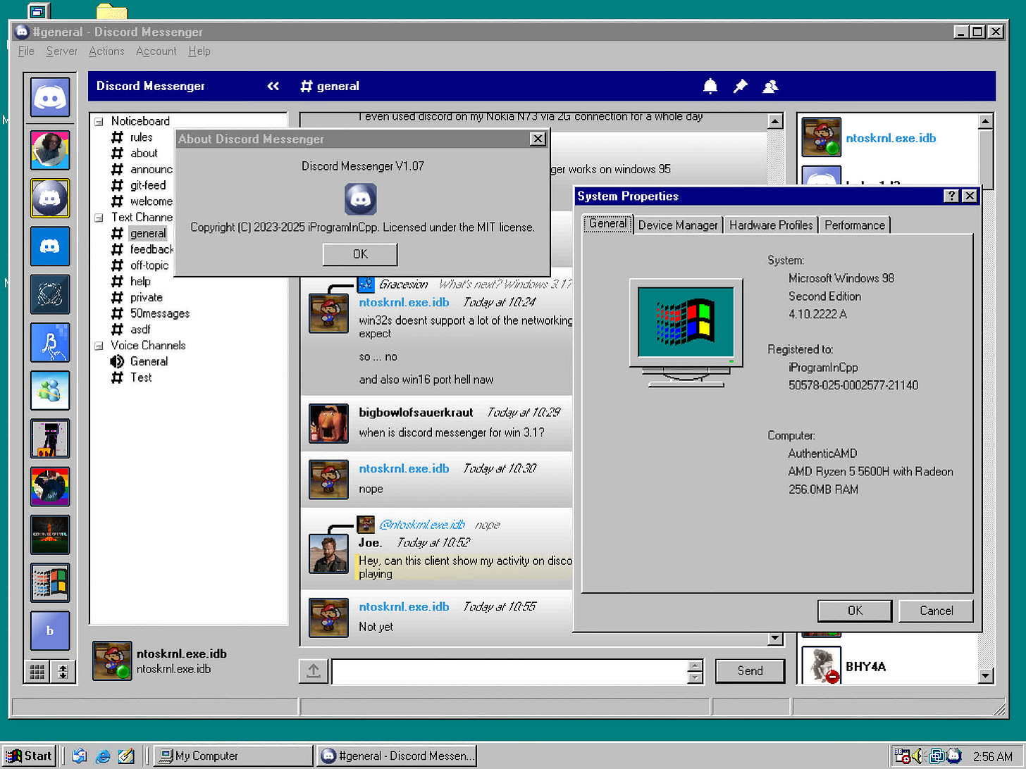 Discord now runs on Windows 98 (and even Windows 95) with this unofficial client