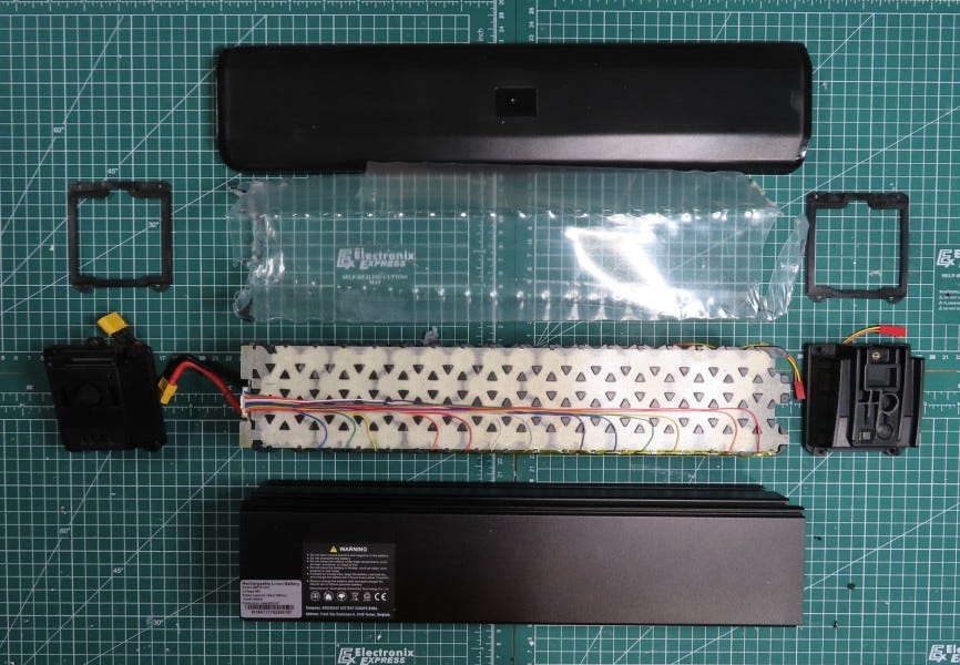 Disassembled e-bike battery