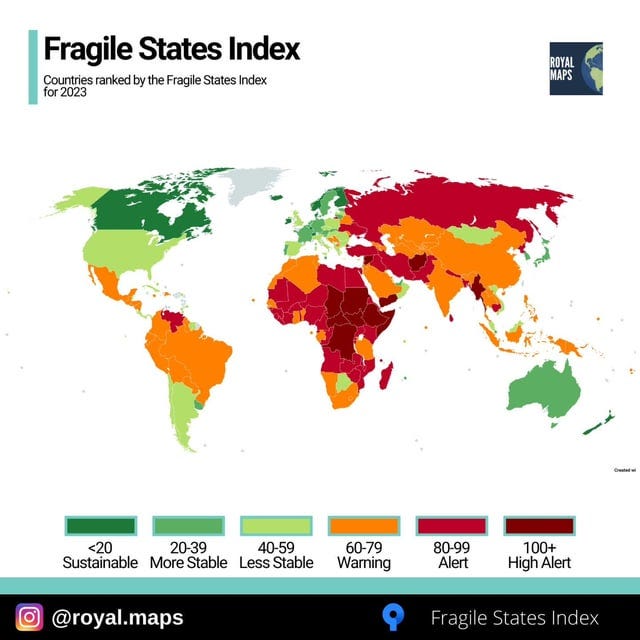 Fragile States Index - This map shows the fragile states ...