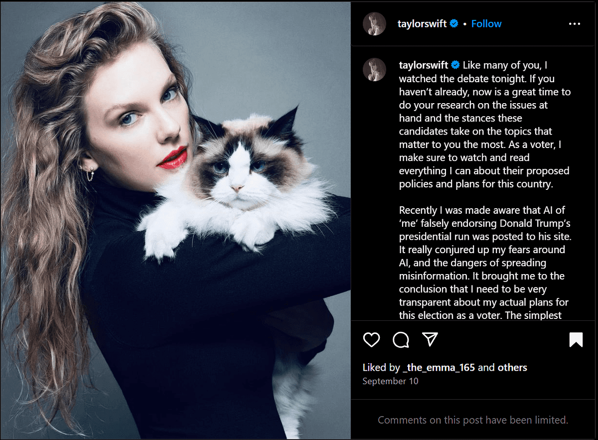 Taylor Swift’s controversial cat meme Harris endorsement