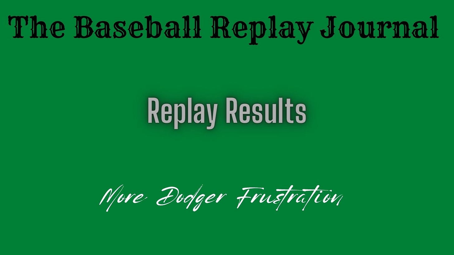 Baseball Replay Journal Replay Results