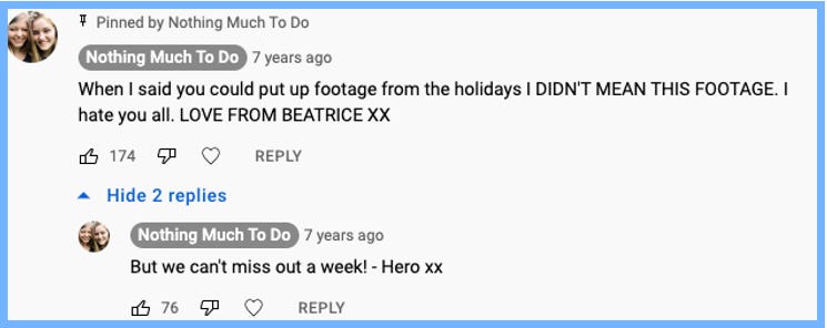 Bea comments: When I said you could put up footage from the holidays I DIDN'T MEAN THIS FOOTAGE. I hate you all. LOVE FROM BEATRICE XX | Hero replied: But we can't miss out a week! - Hero xx