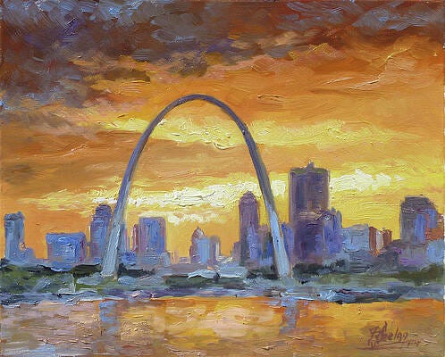 Wall Art - Painting - St.Louis Arch - Sunset by Irek Szelag