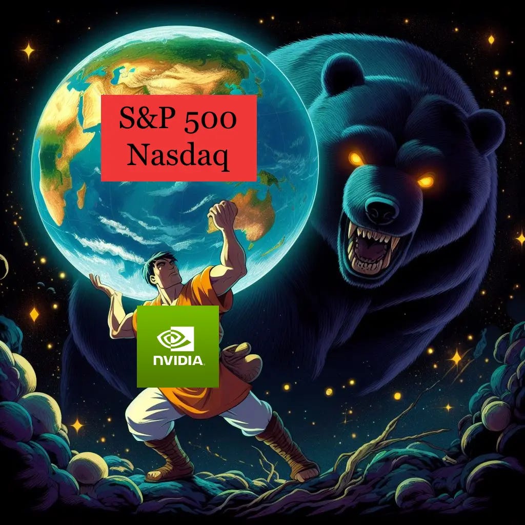 Nvidia holding up the S&P 500 and Nasdaq as Atlas.