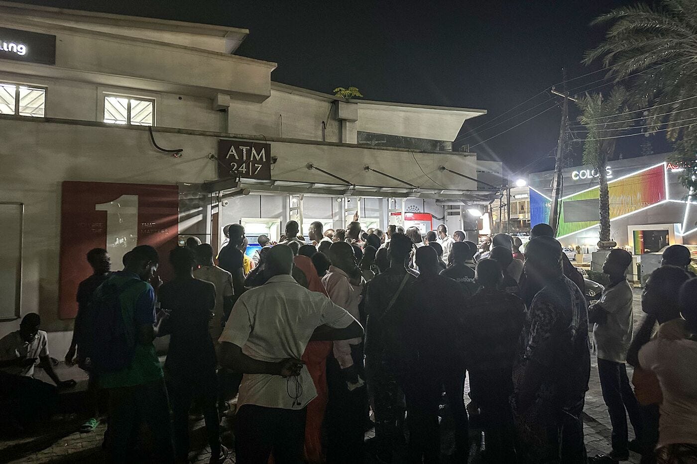 Customer queue outside an ATM in Lagos on Feb 2.