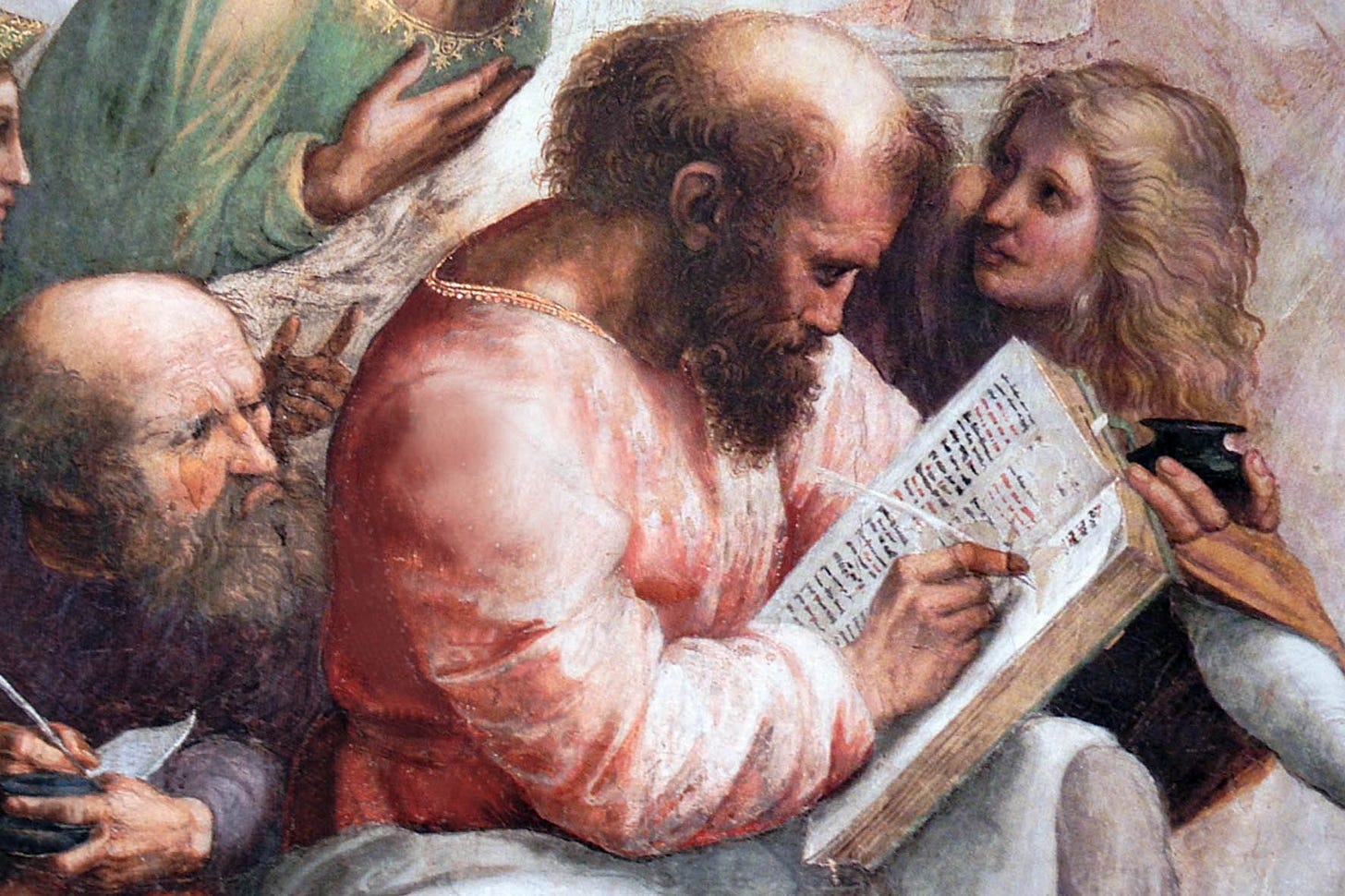 Raffaello, La scuola di Atene, particolare raffigurante Pitagora -  Inchiostronero