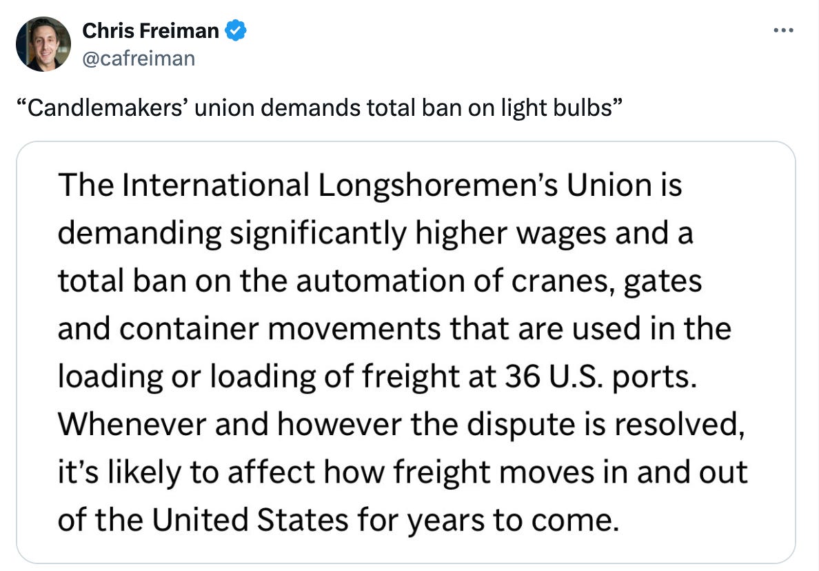  See new posts Conversation Chris Freiman @cafreiman “Candlemakers’ union demands total ban on light bulbs”